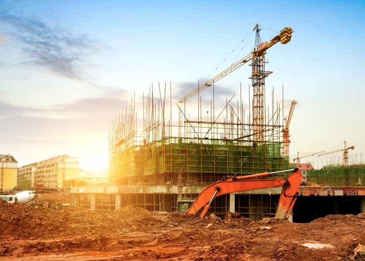 Building under construction with scaffolding