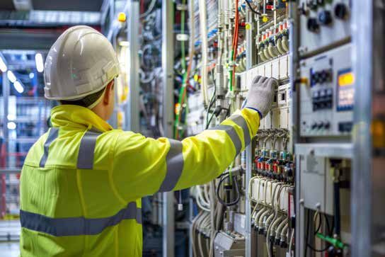 Engineer working at an electrical panel